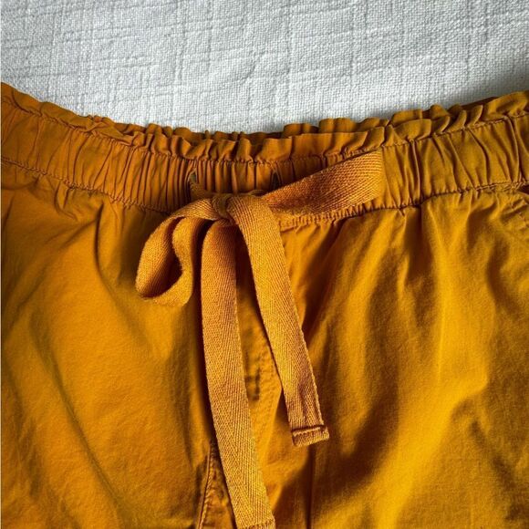 LOFT Paperbag Shorts 100% Cotton Gold Yellow High Waist Pockets SZ M - Picture 3 of 12